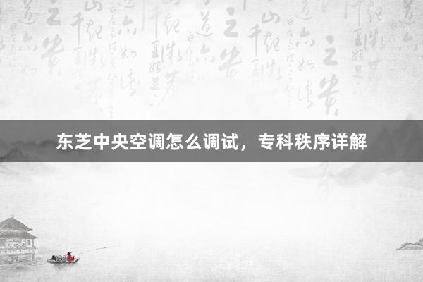东芝中央空调怎么调试，专科秩序详解
